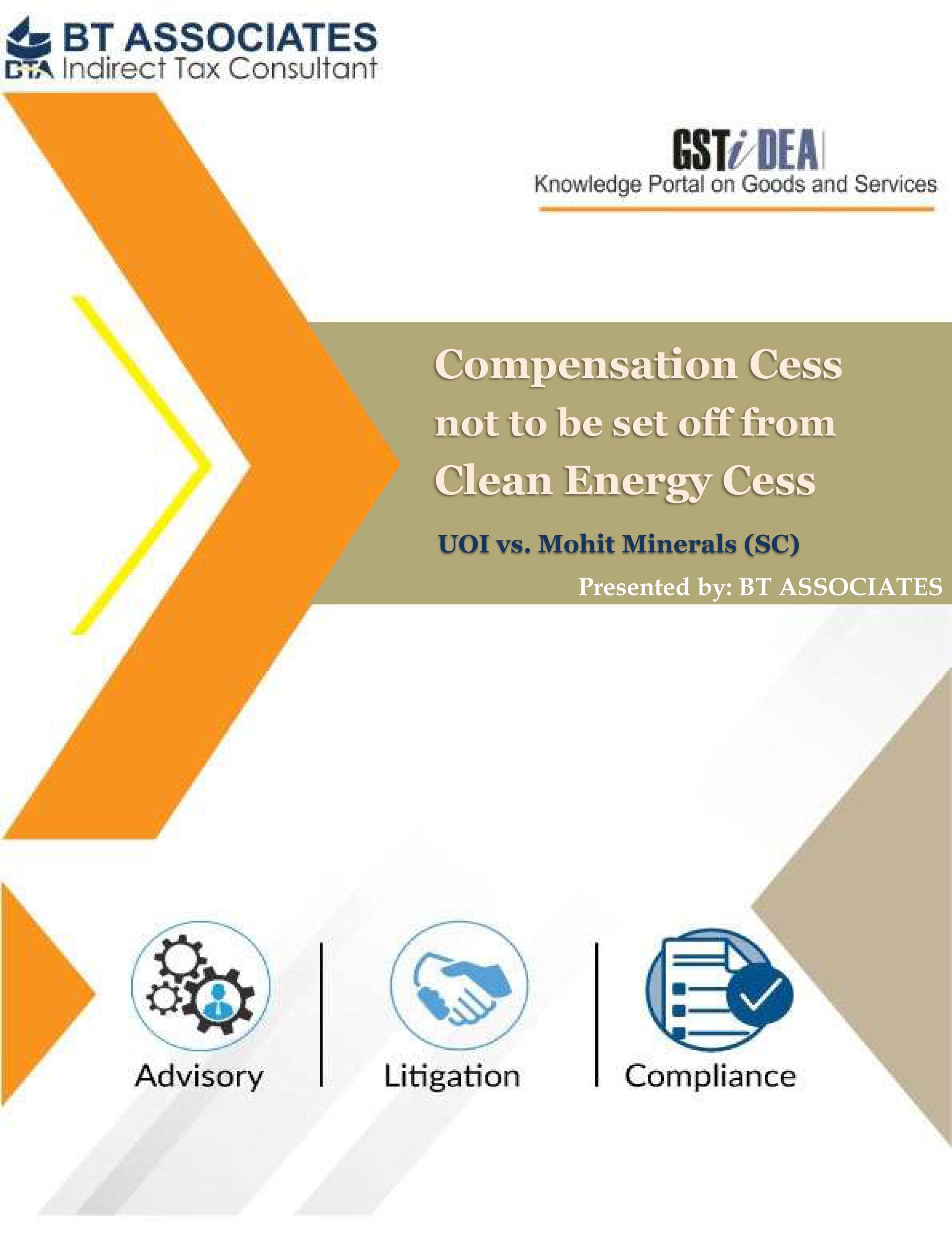 
Compensation Cess not to be set off from Clean Energy Cess